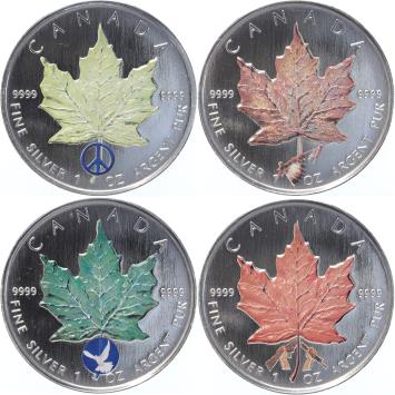 Canada Coloured Maple Leaf 2003 4 x 1 ounce silver