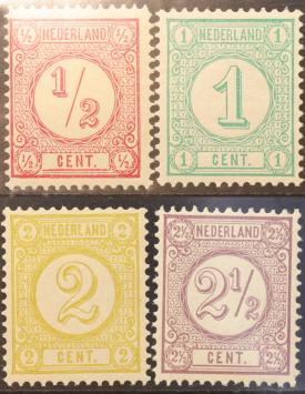 Nederland NVPH nr. 30/33 Cijferzegels 1876-1894 postfris