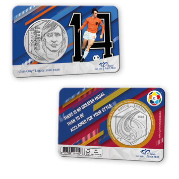 Johan Cruyff Legacy 2016–2026 - Oranje-Barcelona Editie - Penning in coincard