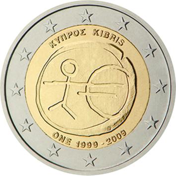Cyprus 2 euro 2009 10 jaar EMU UNC