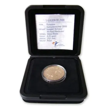 5 Gulden EK Voetbal 2000 met klein muntmeesterteken