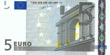 5 Euro biljet 2002 met handtekening W.F. Duisenberg (P/G004a)