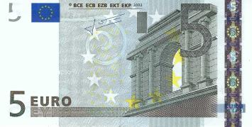 5 Euro biljet 2002 met handtekening J.-C. Trichet (P/E002b)