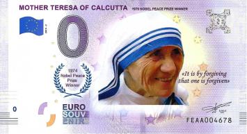 0 Euro biljet Malta 2019 - Mother Teresa of Calcutta KLEUR