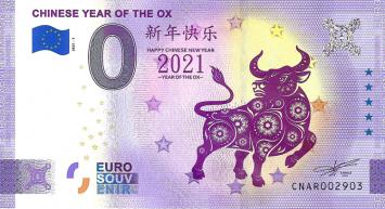 0 Euro biljet China 2021 - Chinese year of the ox