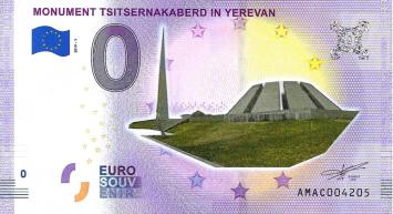0 Euro biljet Armenia 2019 - Monument Tsitsernakaberd KLEUR