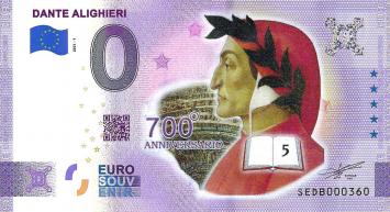 0 Euro biljet Italië 2021 - Dante Alighieri KLEUR