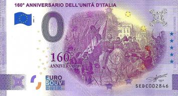 0 Euro biljet Italië 2021 - 160 Anniversario dell'unita d'Italia