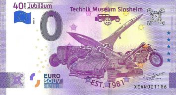 0 Euro biljet Duitsland 2021 - Technik Museum Sinsheim 40 jahre jubilaum