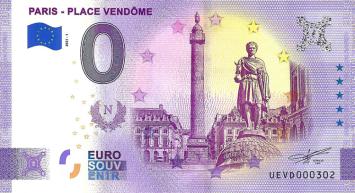 0 Euro biljet Frankrijk 2021 - Paris Place Vendome