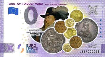 0 Euro biljet Finland 2020 - Gustav II Adolf Vasa KLEUR