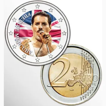 2 Euro munt kleur Freddie Mercury
