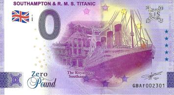 0 Pound biljet Engeland 2021 - Southampton & R.M.S. Titanic