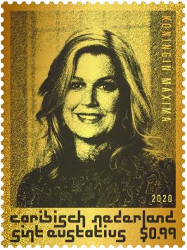 Caribisch Nederland Gouden postzegel Sint Eustatius Koningin Máxima 2020