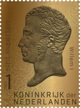 Sint Maarten Gouden postzegel Koning Willem I 2022