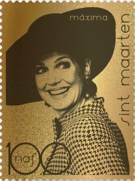 Sint Maarten Gouden postzegel Koningin Máxima 50 jaar 2021