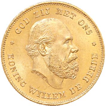 Nederland 10 Gulden goud Willem III 50 ex.
