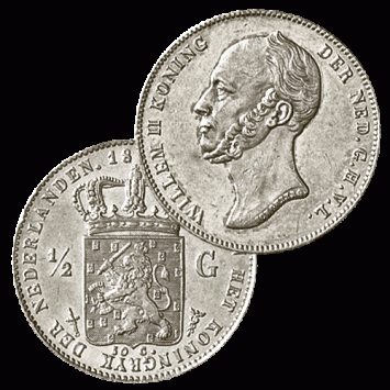 Netherlands 1/2 guilder silver 1847-1866