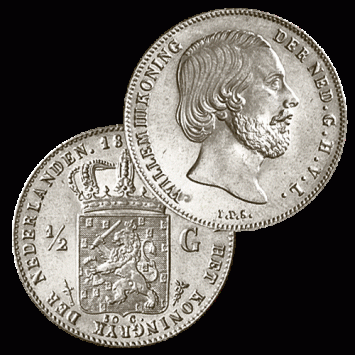 Netherlands 1/2 guilder silver 1847-1866