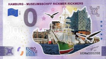 0 Euro biljet Duitsland 2023 - Hamburg- Museumsschiff Rickmer Rickmers KLEUR