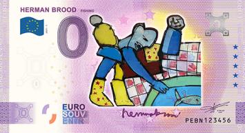 0 Euro biljet Nederland 2021 - Herman Brood Fishing KLEUR