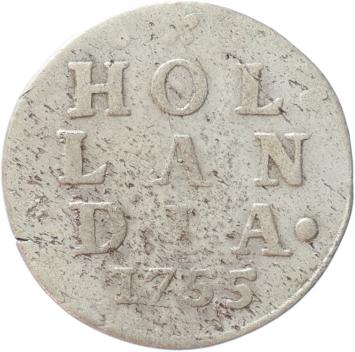 Holland Dubbele wapenstuiver 1755