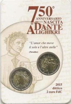 Italië 2 euro 2015 blister Alighieri FDC