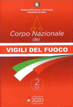 Italië 2 euro 2020 coincard Brandweer FDC