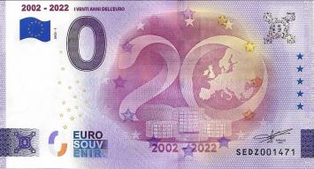 0 Euro biljet Italië 2022 - 2002-2022 I Venti Anni Dell'Euro