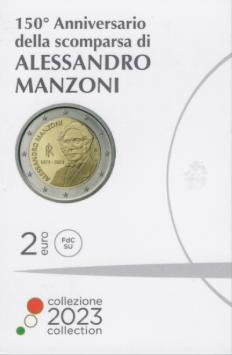 Italië 2 euro 2023 coincard Alessandro Manzoni FDC