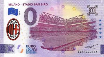 0 Euro biljet Italië 2024 - Milano Stadio San Siro logo AC Milaan KLEUR