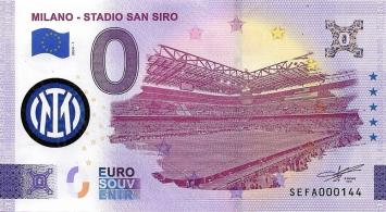0 Euro biljet Italië 2024 - Milano Stadio San Siro logo  Inter Milaan KLEUR