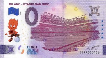 0 Euro biljet Italië 2024 - Milano Stadio San Siro mascotte AC Milaan KLEUR