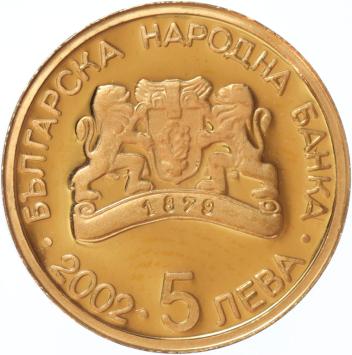 Bulgaria 5 Leva Gold 2002 Pierre de Coubertin Proof