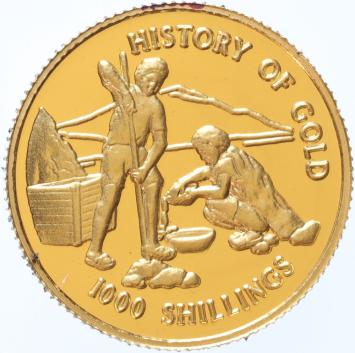 Tanzania 1000 Shillings gold 1998 History of Gold proof