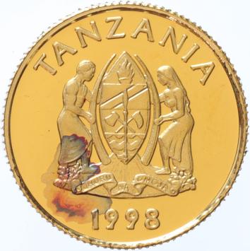 Tanzania 1000 Shillings gold 1998 History of Gold proof
