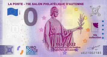 0 Euro biljet Frankrijk 2022 - La Poste -Salon Philatélique