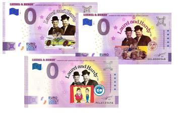 0 Euro biljet 2024 Laurel & Hardy serie van 3 KLEUR