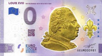 0 Euro biljet Frankrijk 2021 - Louis XVIII KLEUR