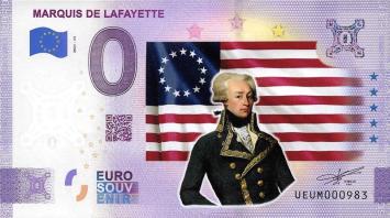 0 Euro biljet Frankrijk 2021 - Marquis de Lafayette KLEUR