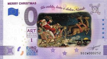 0 Euro biljet Italië 2020 - Merry Christmas KLEUR