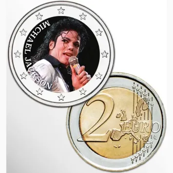 2 Euro munt kleur Michael Jackson