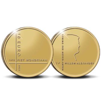 Piet Mondriaan 10 euro goud 2022 herdenkingsmunt proof