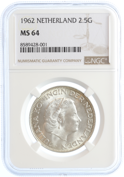 Netherlands Koningin Juliana 2 1/2 gulden 1962 MS64