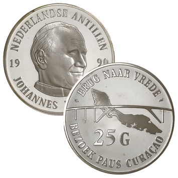 Ned. Antillen 25 gulden zilver 1990 50 ex.
