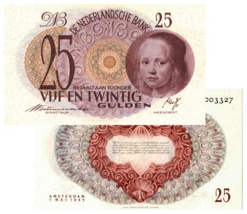 25 gulden 1945 Meisje in blauw 80-1a