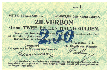2 1/2 gulden 1914 Zilverbon 9-1b