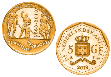 5 Gulden 2013 (2019) Afschaffing Slavernij Nederlandse Antillen UNC