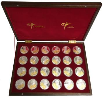 Nederlandse Antillen complete serie 24 verschillende 10 Gulden handelsmunten Proof 2001