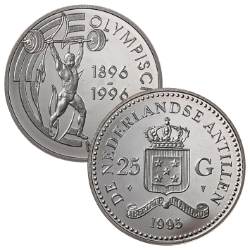 Ned. Antillen 25 gulden zilver 1995 50 ex.